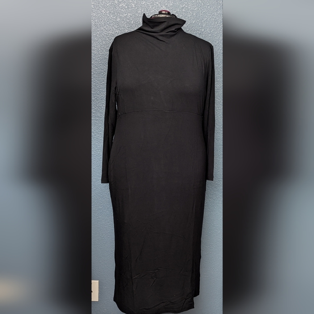 New Women In Control Soft Black Long Sleeve Dress Built In Tummy Control